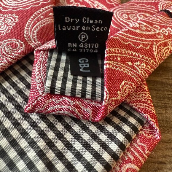 Ben Sherman Red Paisley Silk Cotton Blend Tie Necktie Mens Workwear Formal - Picture 12 of 12